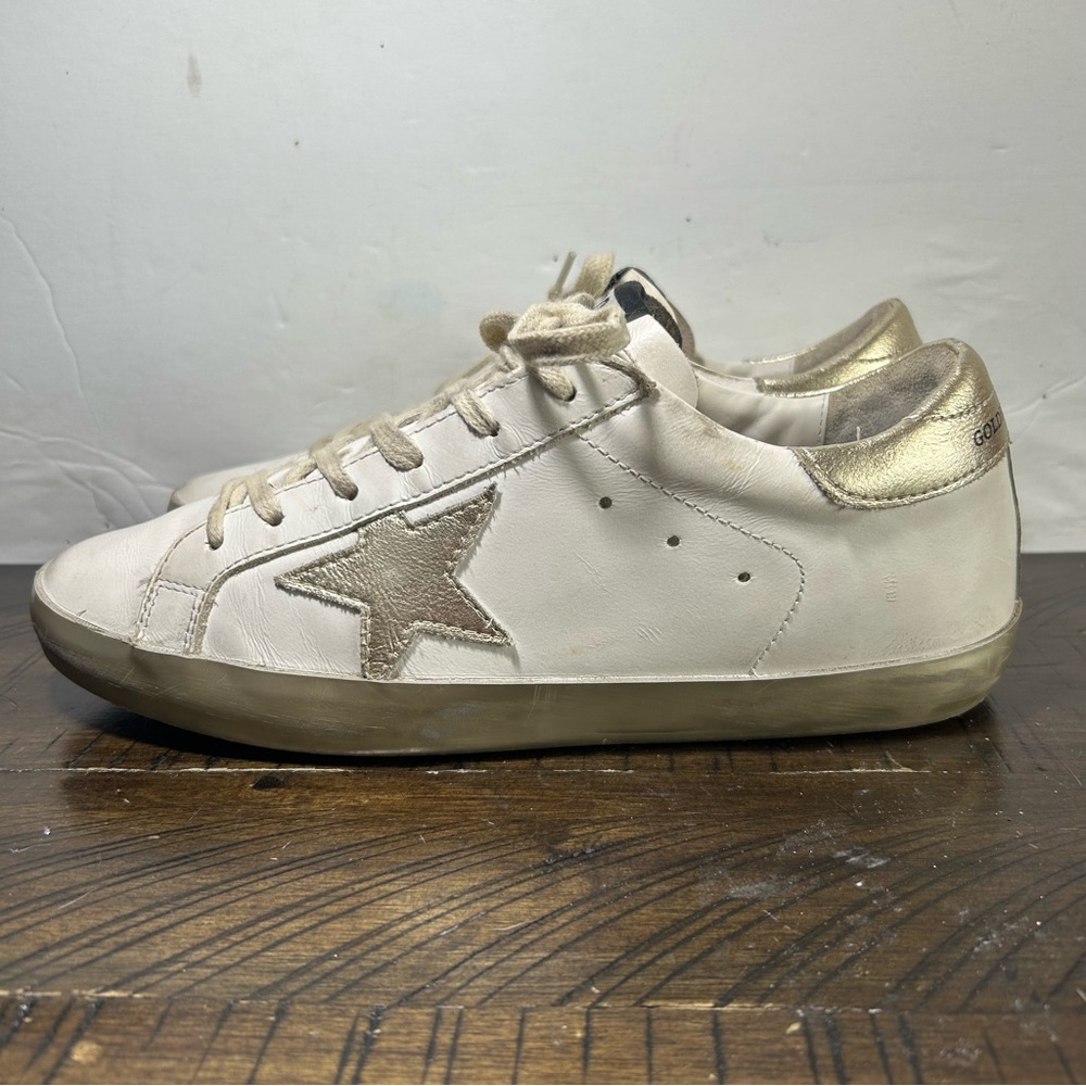 Golden Goose Cream and Gold Sneakers - Picture 3 of 14